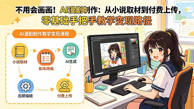 不用会画画!AI漫剧制作:从小说取材到付费上传,零基础手把手教学变现路径(更新-极栈网络