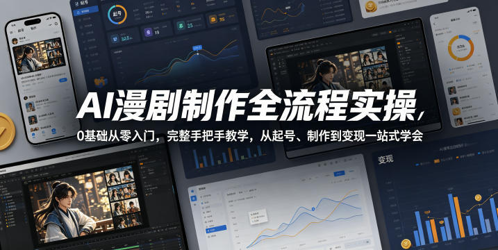 AI漫剧制作全流程实操,0基础从零入门,完整手把手教学,从起号、制作到变现一站式学会(更新)-极栈网络