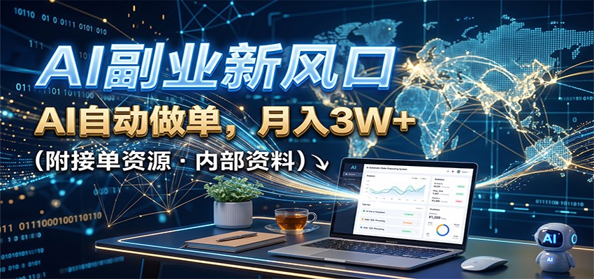 AI副业新风口,AI自动做单,月入3W+,附接单资源-极栈网络